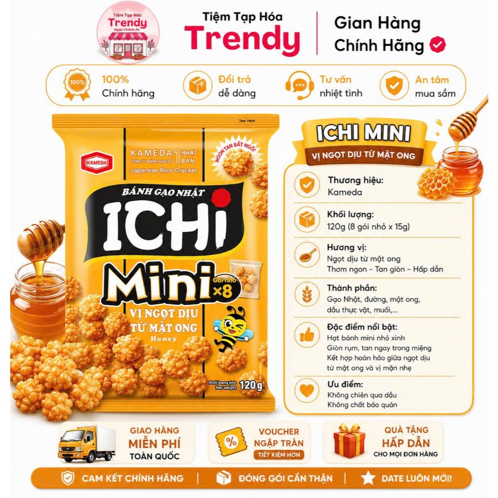 Bánh Gạo Ichi "Mini" Vị Mật Ong 120G