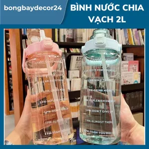 bình nước chia vạch 2 lít nhựa trong suốt an toàn nhắc nhở thời gian uống nước
