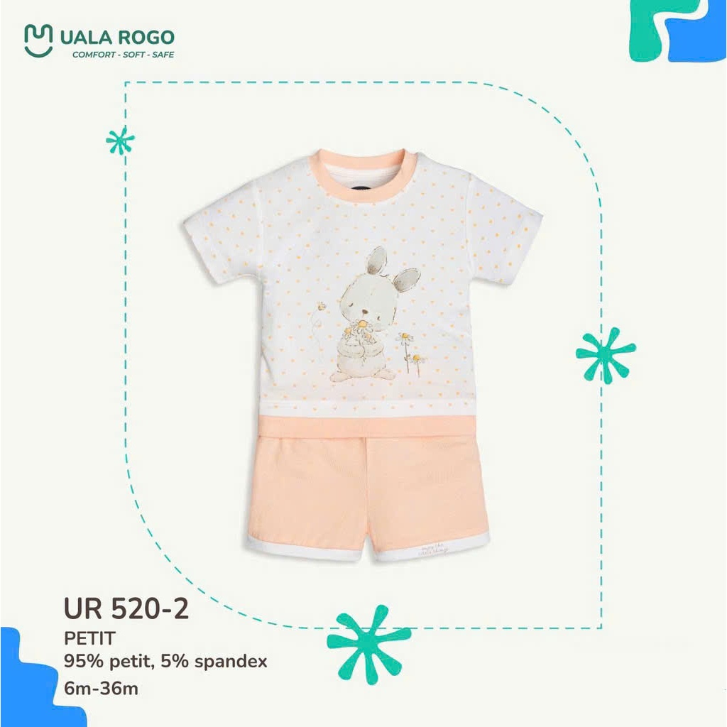 (6,5-16kg,6-36M) Bộ Cộc Tay Uala Rogo Hoạ Tiết Đáng Yêu Cho Bé Trai Bé Gái UR518 UR520 UR523 UR299 UR526