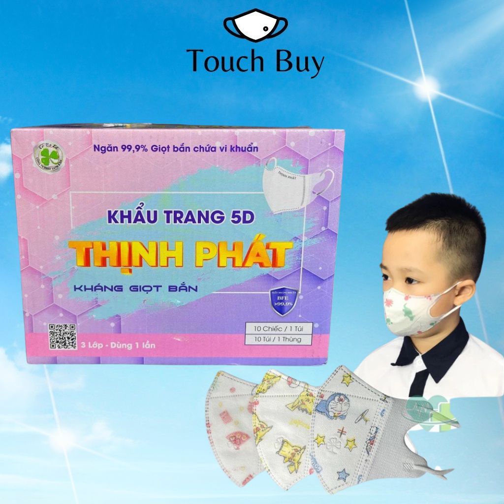Khẩu Trang Trẻ Em 5D KIDS Thịnh Phát 0-8 Tuổi, Kháng Khuẩn An Toàn Thông Thoáng Chống Bụi Mịn