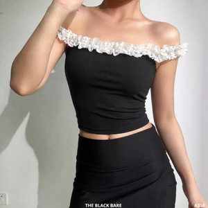 Áo Croptop Trễ Vai Nữ Dây Viền Ren Bèo Ôm Body Xinh Xắn, Áo Hai Dây Kiểu Siêu Gợi Cảm_A350