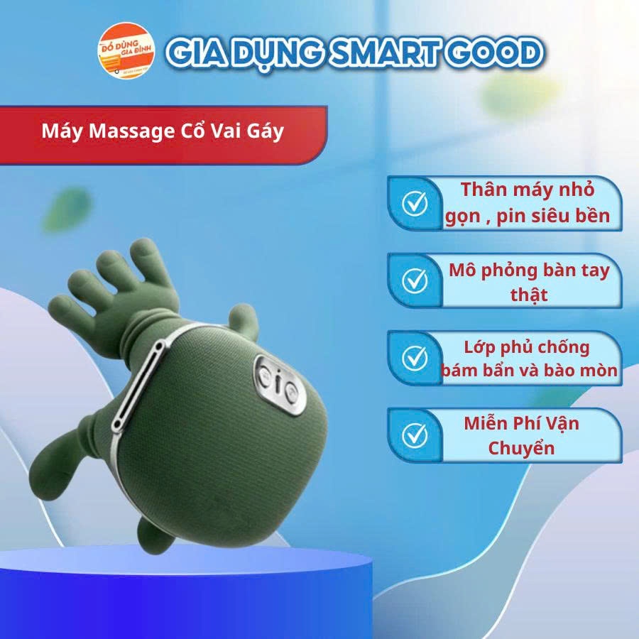 Máy Massage Cổ Vai Gáy Mô Phỏng Bàn Tay Kết Hợp Chườm Ấm - Máy Mát xa Toàn Thân Giảm Đau Mỏi Cơ