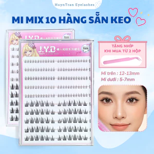 Mi giả sẵn keo 10 hàng mix 2 loại mi tự dính mi trên mi dưới không kích ứng trang điểm