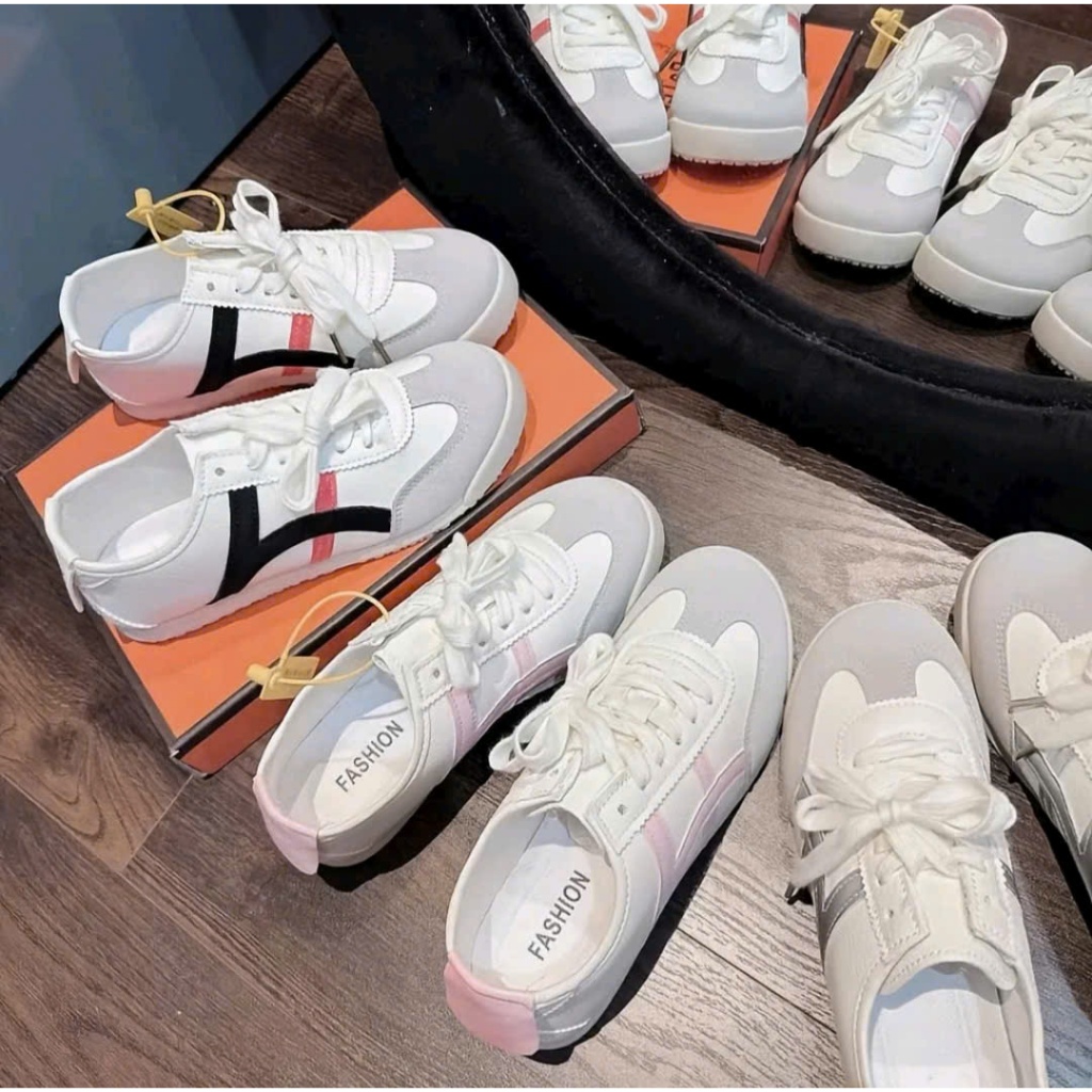 [SIÊU SALE 7.7 GIẢM 40K] Giày Nữ Phối Đường Kẻ Màu Form Thể Thao Năng Động Sneaker Basic Đứng Form Full Box