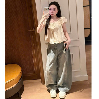 [MẶC ĐƯỢC 2 KIỂU] Áo sơ mi nữ A.860, Áo sơ mi cổ tròn tay ngắn 2 lớp dáng bí phổi nơ buộc basic dễ mặc