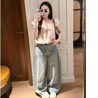 [MẶC ĐƯỢC 2 KIỂU] Áo sơ mi nữ A.860, Áo sơ mi cổ tròn tay ngắn 2 lớp dáng bí phổi nơ buộc basic dễ mặc