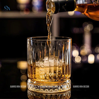 Cốc Uống R.Ư.Ợ.U Thủy Tinh Đáy Kim Cương Cao Cấp | Cốc Uống Whisky, Rock Phong Cách Bar Châu Âu
