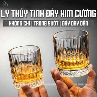 Cốc Uống R.Ư.Ợ.U Thủy Tinh Đáy Kim Cương Cao Cấp | Cốc Uống Whisky, Rock Phong Cách Bar Châu Âu