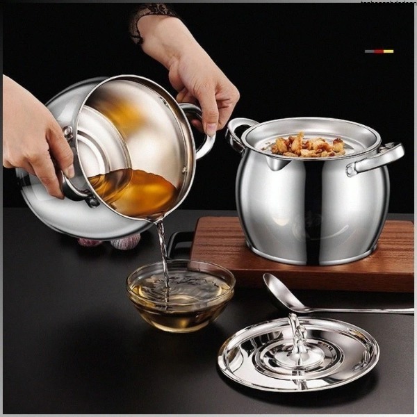 Hũ Inox 304 Tròn Đa Năng Không Gỉ Có Nắp Đậy Size 1-3 Lít, Âu Inox Có Tay Cầm Đựng Thức Ăn, Tích Trữ Dầu Mỡ Đa Năng