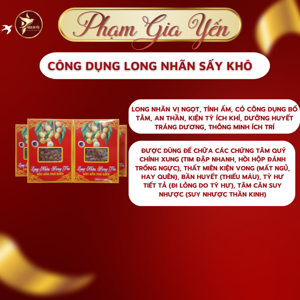 Long Nhãn Hưng Yên 100gr Sấy Khô Vàng Đẹp Thượng Hạng [HÀNG CAO CẤP]   - Yến Sào Phạm Gia