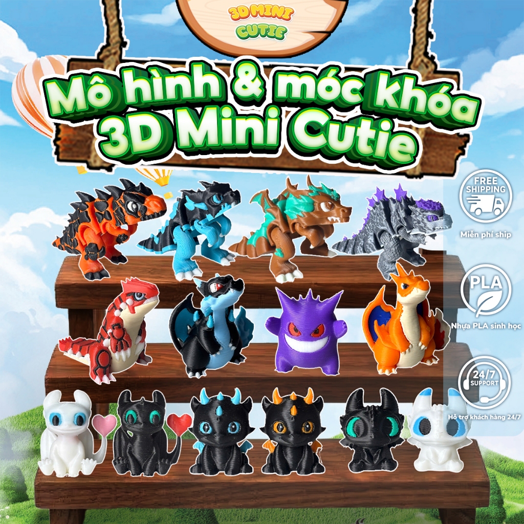 Mô hình mini – Móc khóa mini xoay khớp in 3D nhựa PLA an toàn trưng bày, đồ chơi cho bé