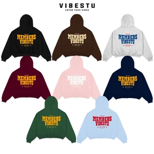 Áo Hoodie Zip 2 Chiều Kim Loại Có Túi Trong - Hoodie Nỉ 2 Da Form Boxy VIBESTu '' Only Members "
