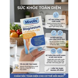 Viên uống bổ sung MAGNESIUM + CALCIUM + D3 MIVOLIS, hàng Đức hộp 45 viên