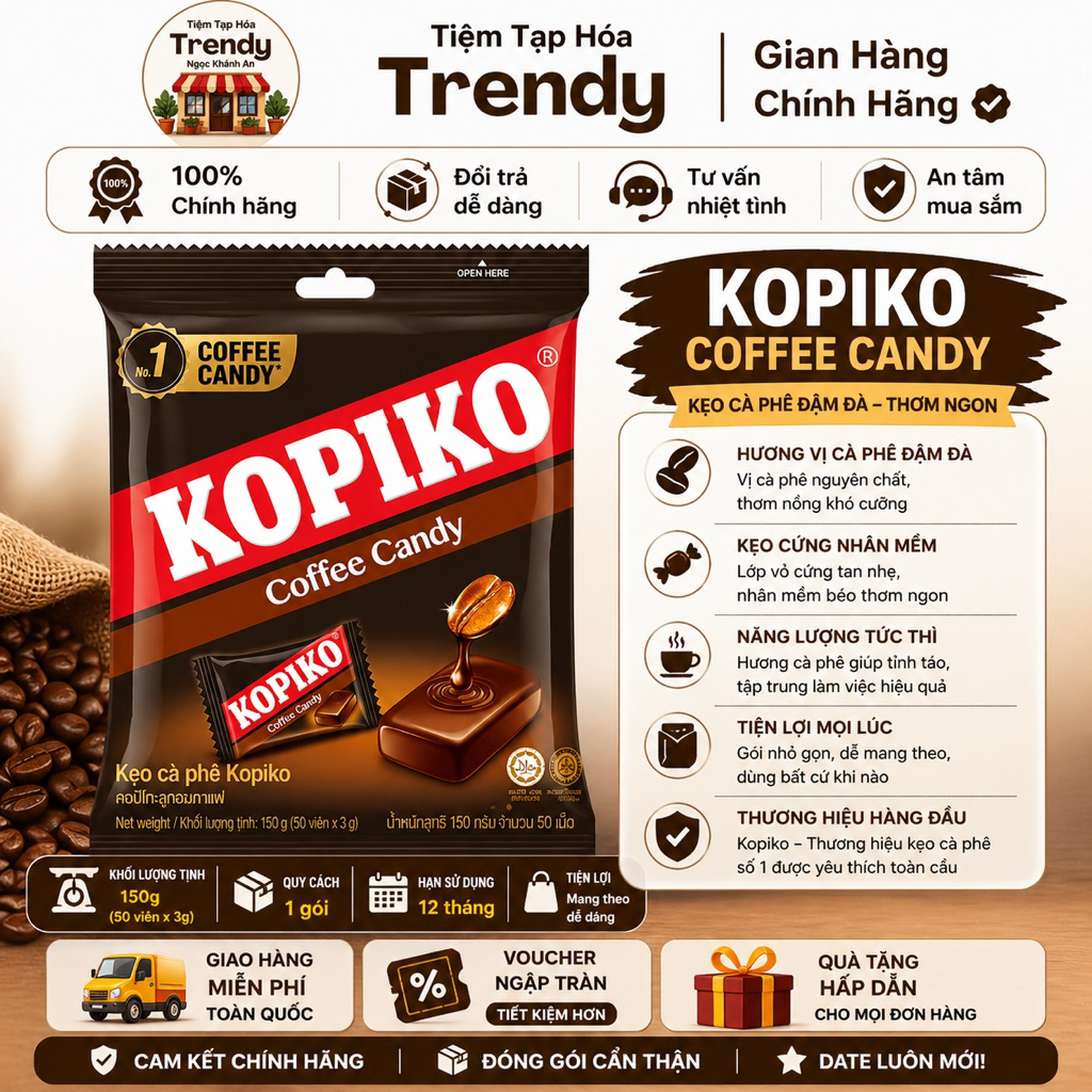 Kẹo Cà Phê Đen Kopiko 150G