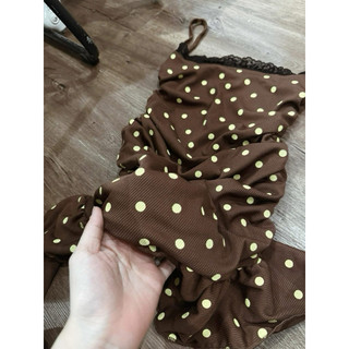 Đầm body hai dây phối ren nhún hông tua rua bèo sang chảnh ( Freesize < 55kg )