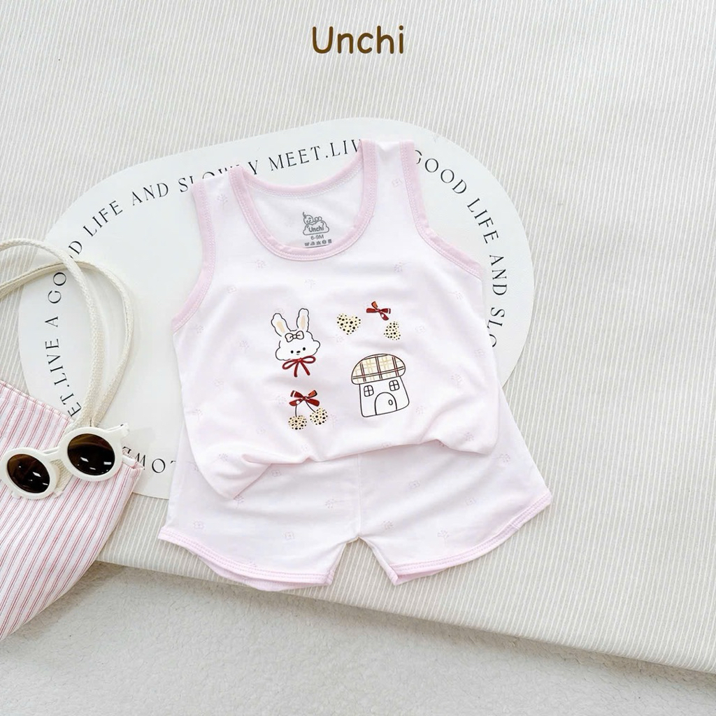 Bộ ba lỗ chất petit Unchi cho bé trai, bé gái từ 5-15kg