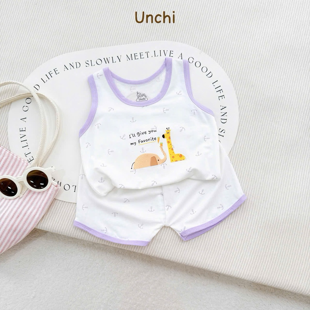 Bộ ba lỗ chất petit Unchi cho bé trai, bé gái từ 5-15kg