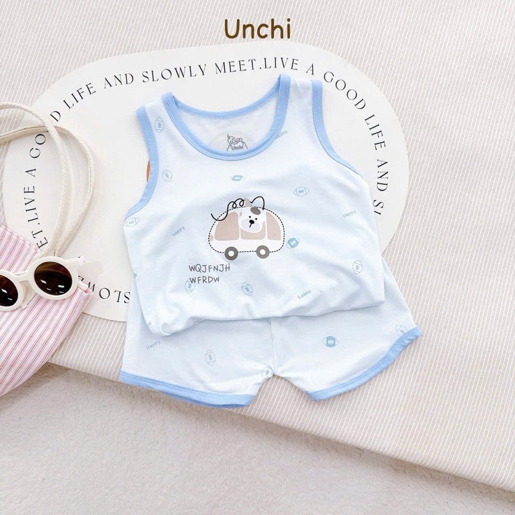 Bộ ba lỗ chất petit Unchi cho bé trai, bé gái từ 5-15kg