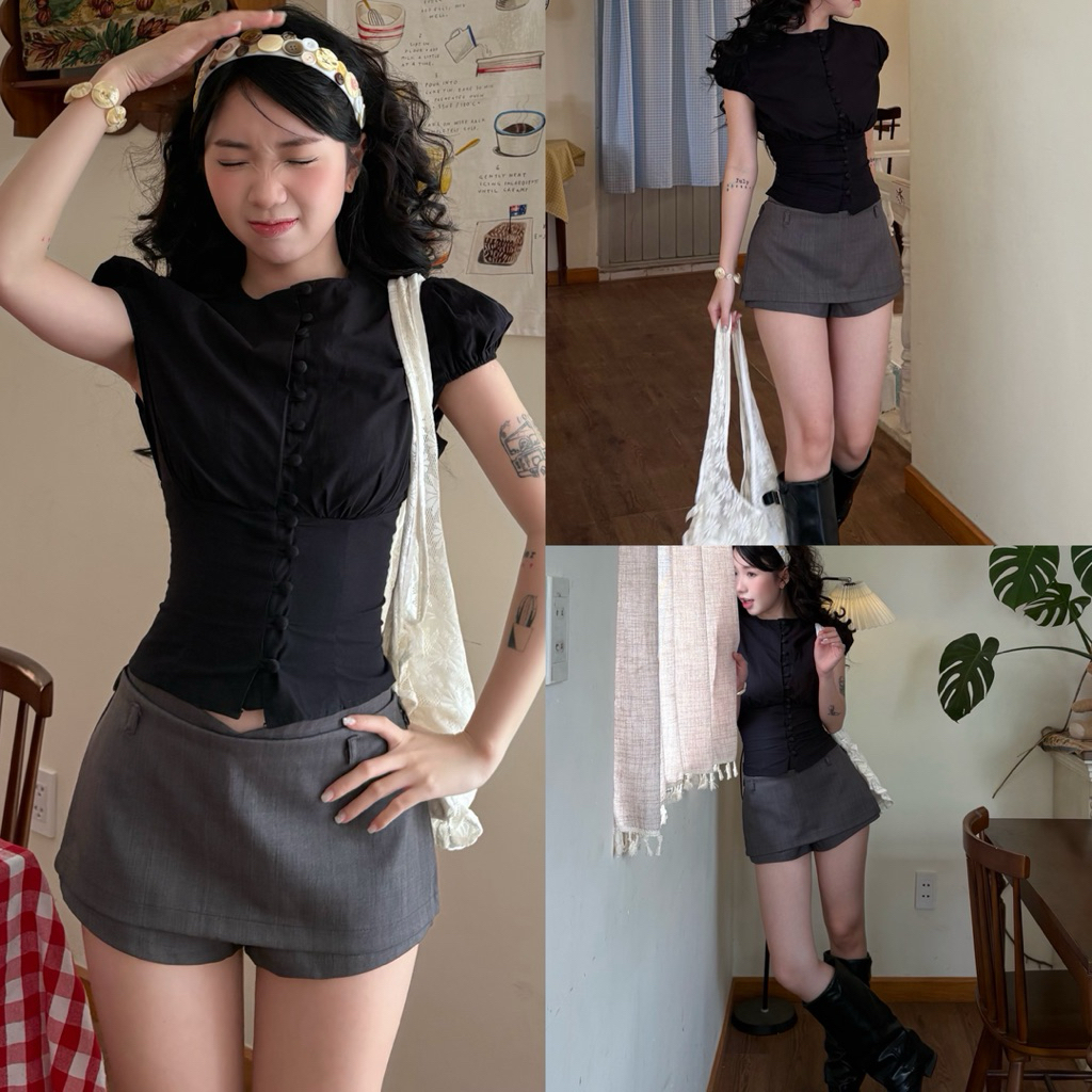 MIRAN SKIRTS - Váy Kiểu DEROSE Ngắn Bảo Hộ Kín Trước Sau Xẻ V Eo Form Dày Dặn Vải Cotton Dày Váy Kiểu Nữ | BigBuy360 - bigbuy360.vn