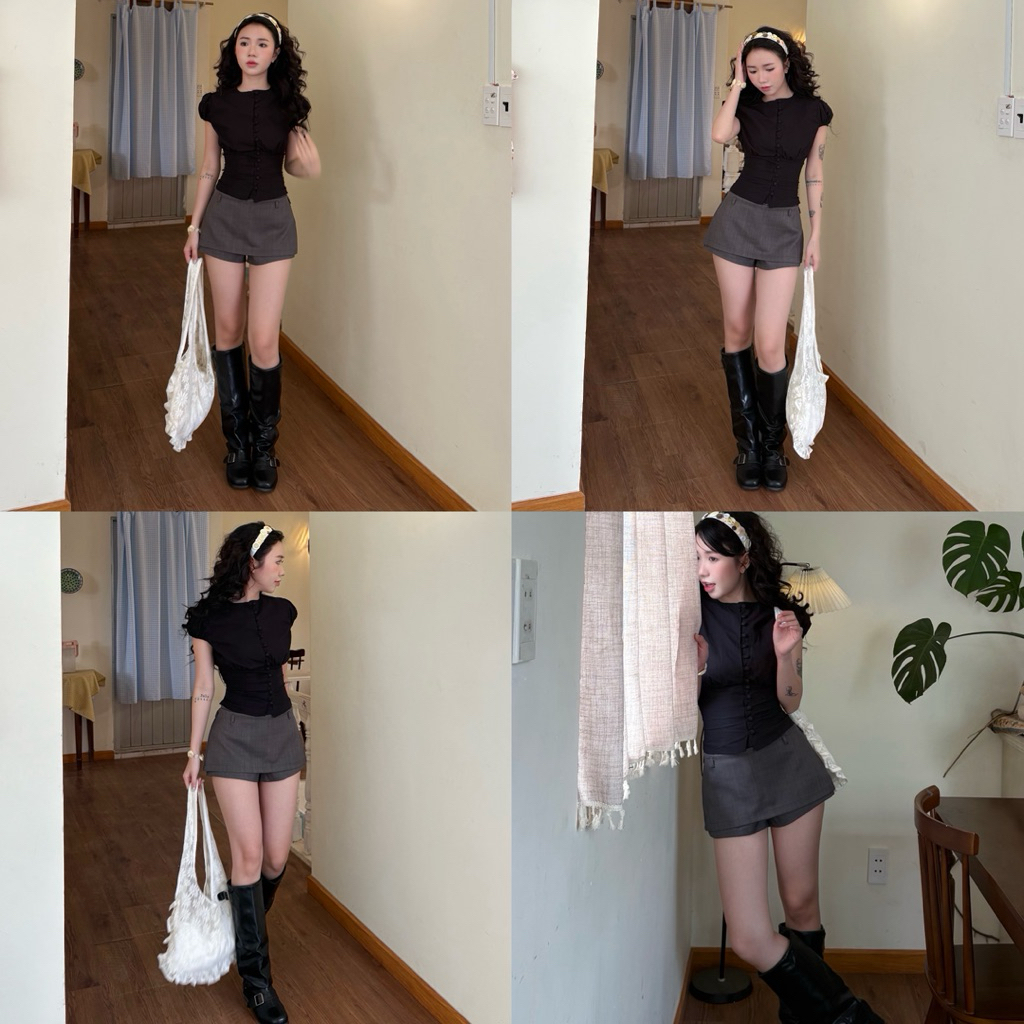 MIRAN SKIRTS - Váy Kiểu DEROSE Ngắn Bảo Hộ Kín Trước Sau Xẻ V Eo Form Dày Dặn Vải Cotton Dày Váy Kiểu Nữ | BigBuy360 - bigbuy360.vn