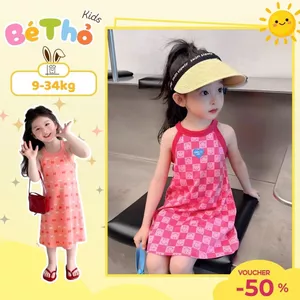 Váy hoa nhí cổ yếm cho bé gái chất cotton mềm mát siêu xinh size 9-35kg siêu hot mùa hè 2026