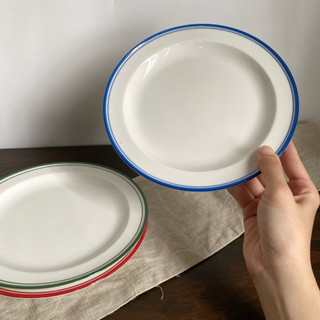 Dĩa Basic Viền Màu Vintage Hiệu Francfranc Size 20*2