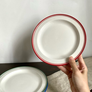 Dĩa Basic Viền Màu Vintage Hiệu Francfranc Size 20*2