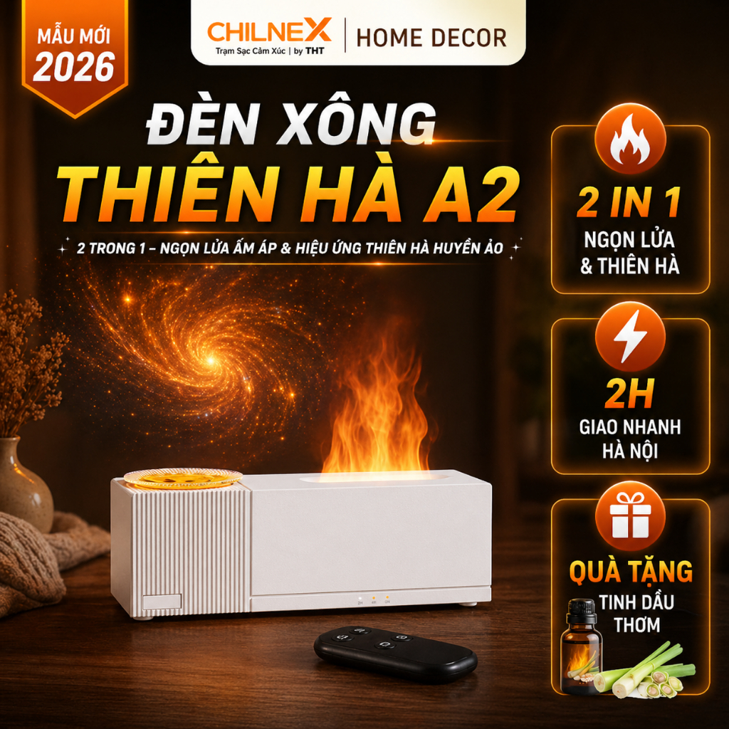Máy xông tinh dầu thiên hà A2 CHILNEXX [01] khuếch tán tinh dầu có đèn galaxy thiên hà trang trí làm đèn ngủ decor
