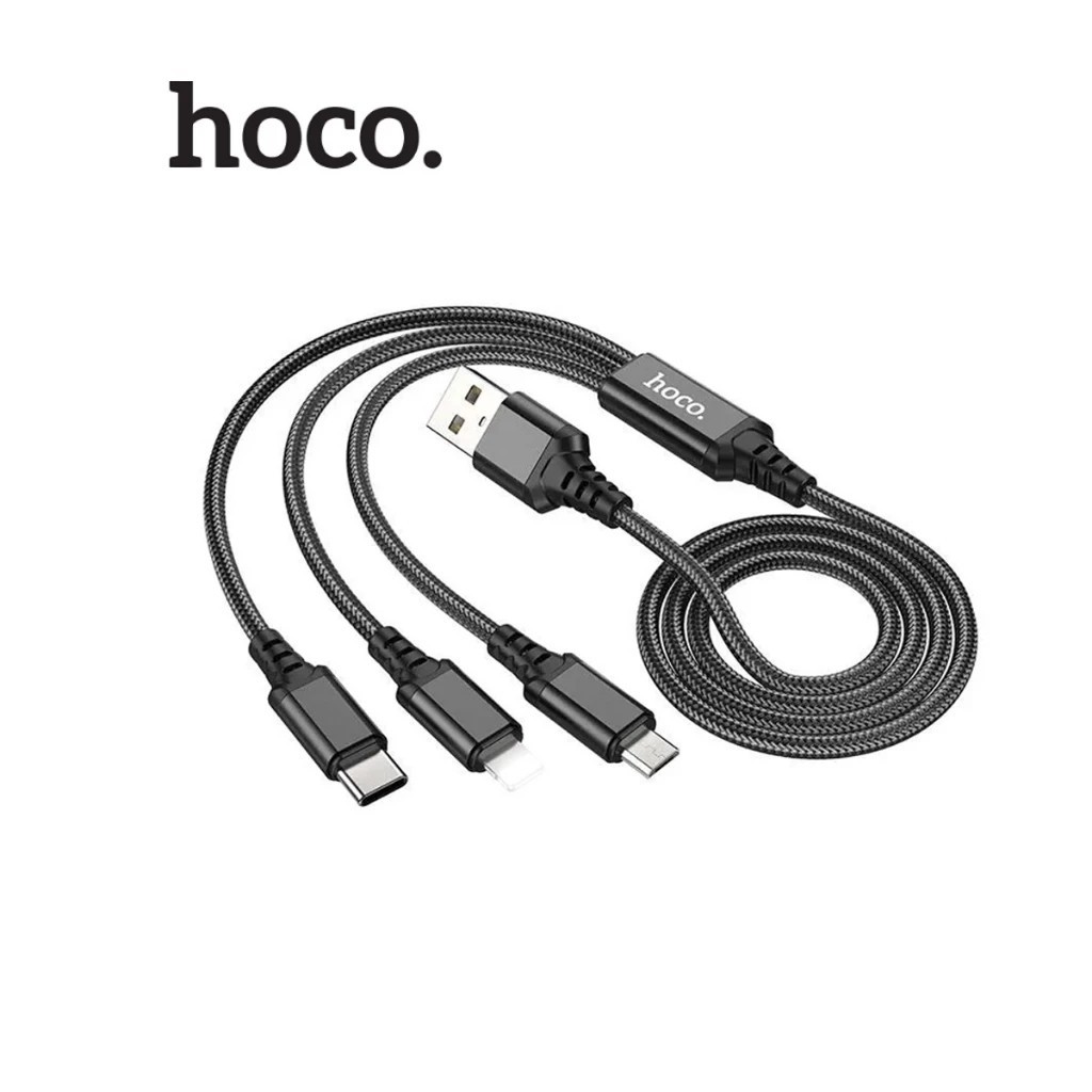 Củ Sạc Nhanh 18W HOCO Kèm Cáp 3 Đầu / Type C / Micro – Sạc USB QC3.0 Cho Android Và Các Dòng ĐT