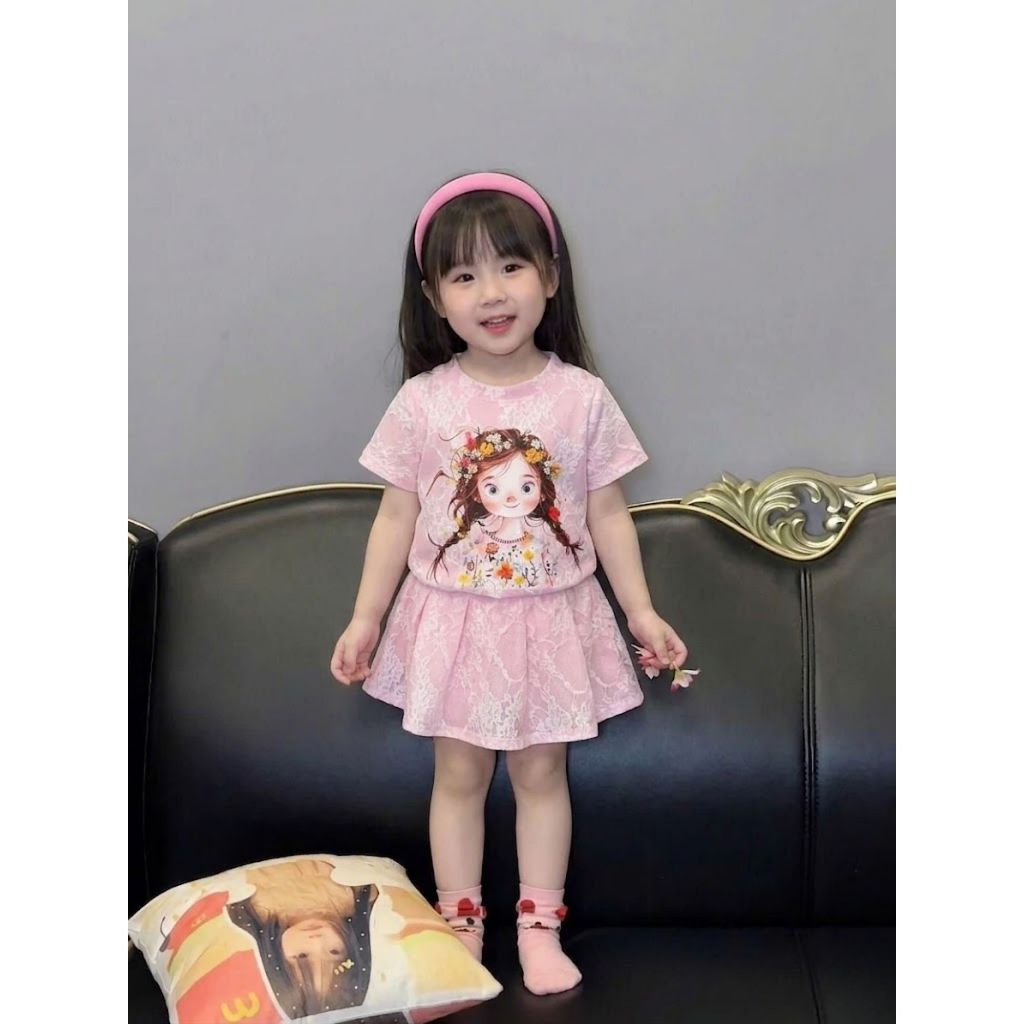 Bộ váy xếp ly bé gái mùa hè CÔ GÁI chất cotton co giãn 4 chiều thoáng mát size 9–43kg siêu xinh năng động HH1