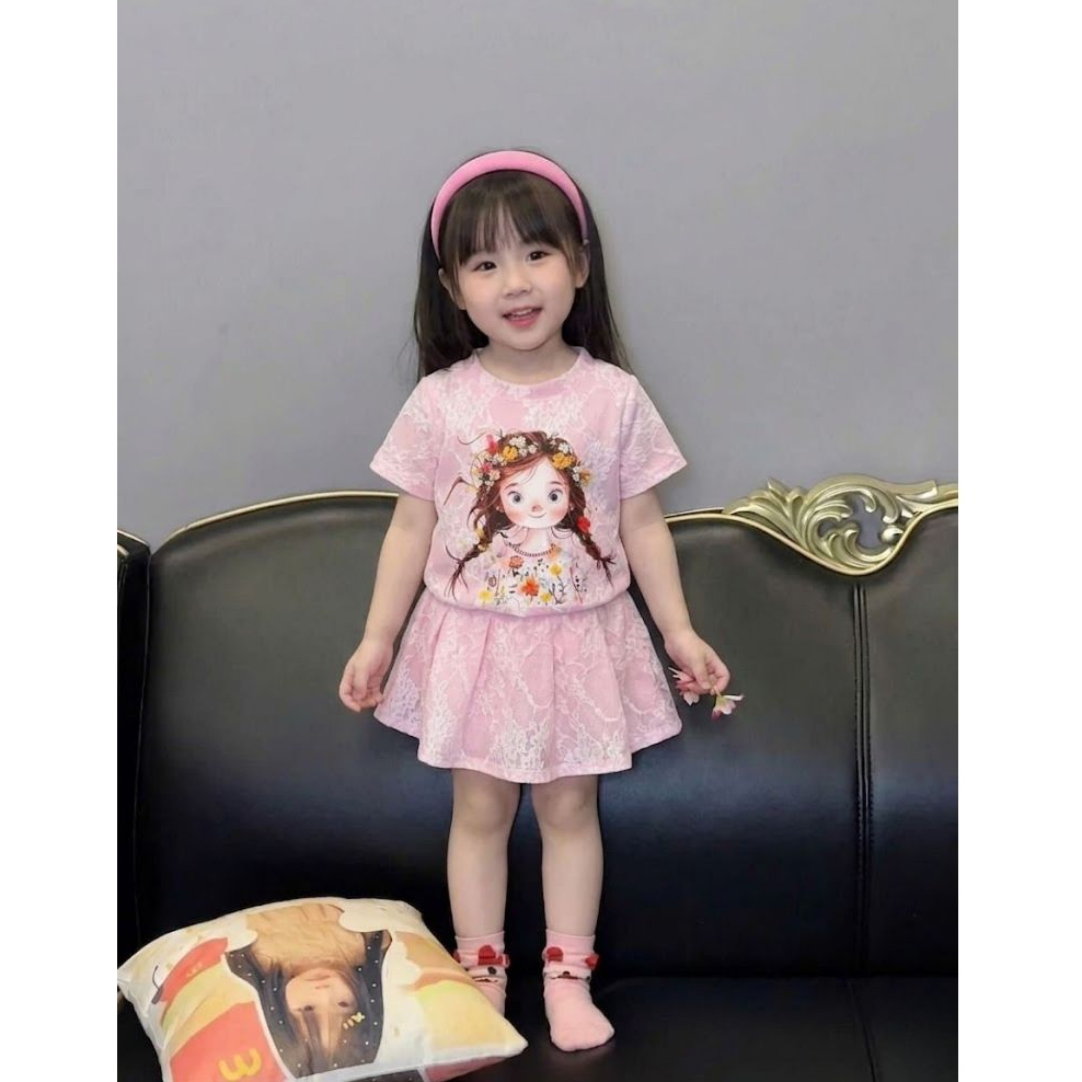 Bộ váy xếp ly CÔ GÁI mùa bé gái sz 9- 43 kg chất cotton co giãn 4 chiều HH1