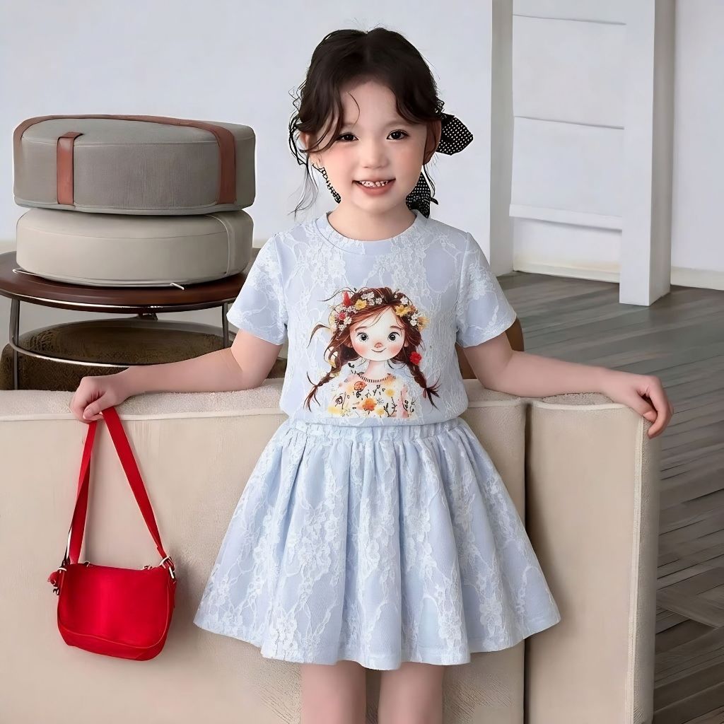 Bộ váy xếp ly bé gái mùa hè CÔ GÁI chất cotton co giãn 4 chiều thoáng mát size 9–43kg siêu xinh năng động HH1