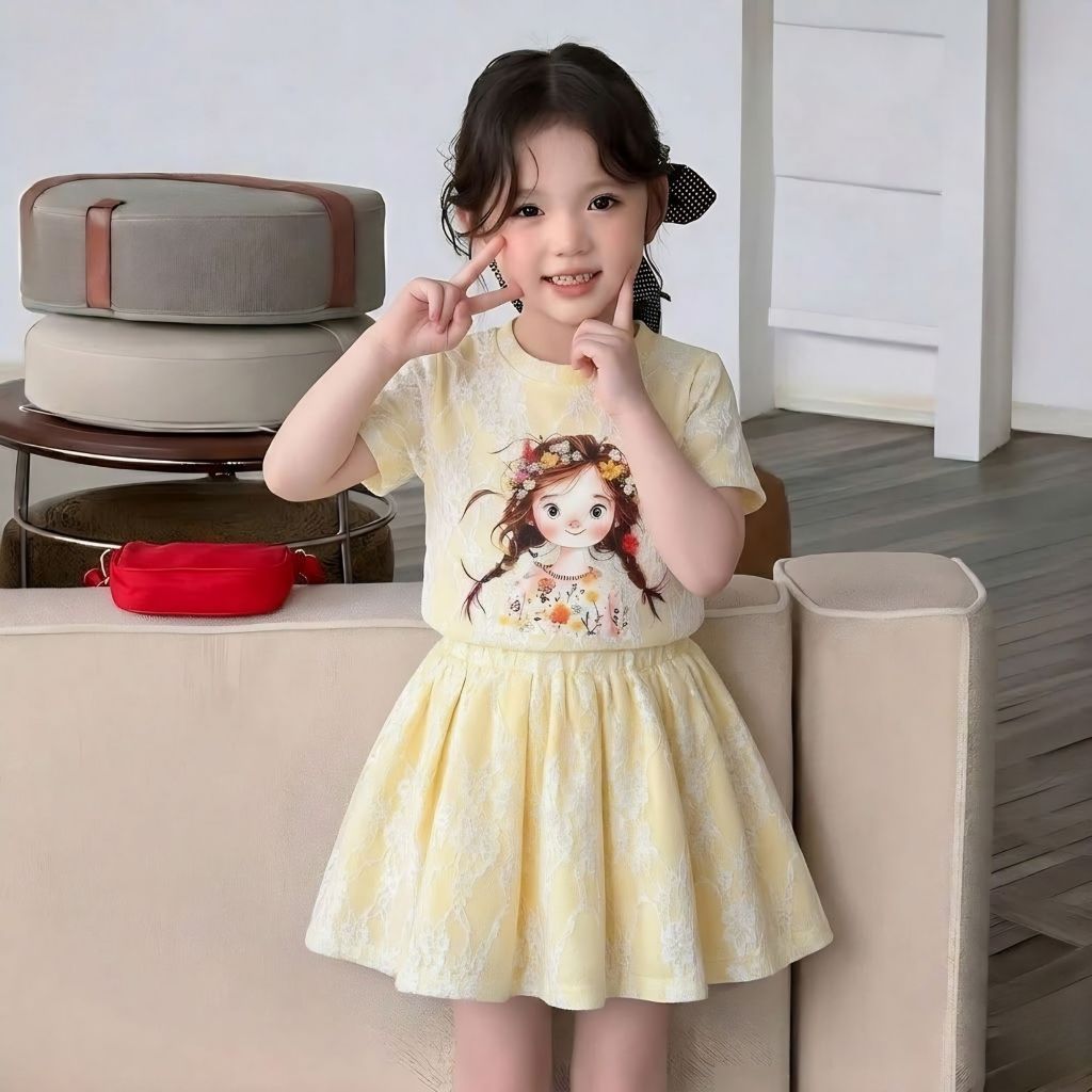 Bộ váy xếp ly bé gái mùa hè CÔ GÁI chất cotton co giãn 4 chiều thoáng mát size 9–43kg siêu xinh năng động HH1