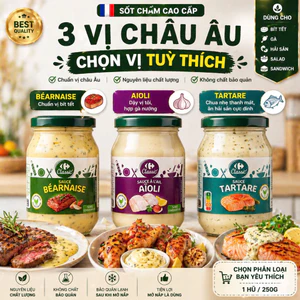 Sốt Mayonnaise Cao Cấp Béarnaise / Aioli / Tartare / Poivre – Sốt Bít Tết, Gà, Hải Sản – 245g | Ăn Liền Chuẩn Vị N.H