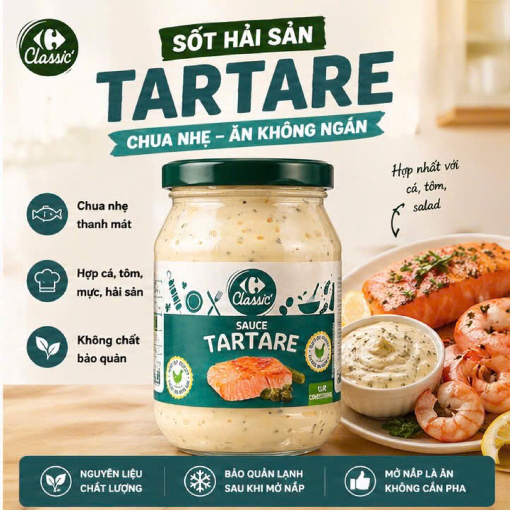 Sốt Mayonnaise Cao Cấp Béarnaise / Aioli / Tartare / Poivre – Sốt Bít Tết, Gà, Hải Sản – 245g | Ăn Liền Chuẩn Vị N.H