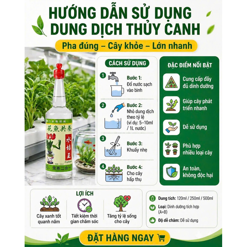 Dung dịch thuỷ canh cao cấp giúp cây phát triển toàn diện
