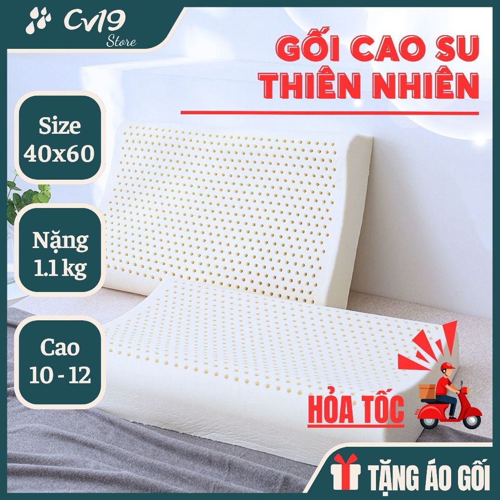 Gối cao su non thiên nhiên đúc nguyên khối, giảm đau nhức cổ, giảm ngủ ngáy, ngủ ngon sâu giấc hơn