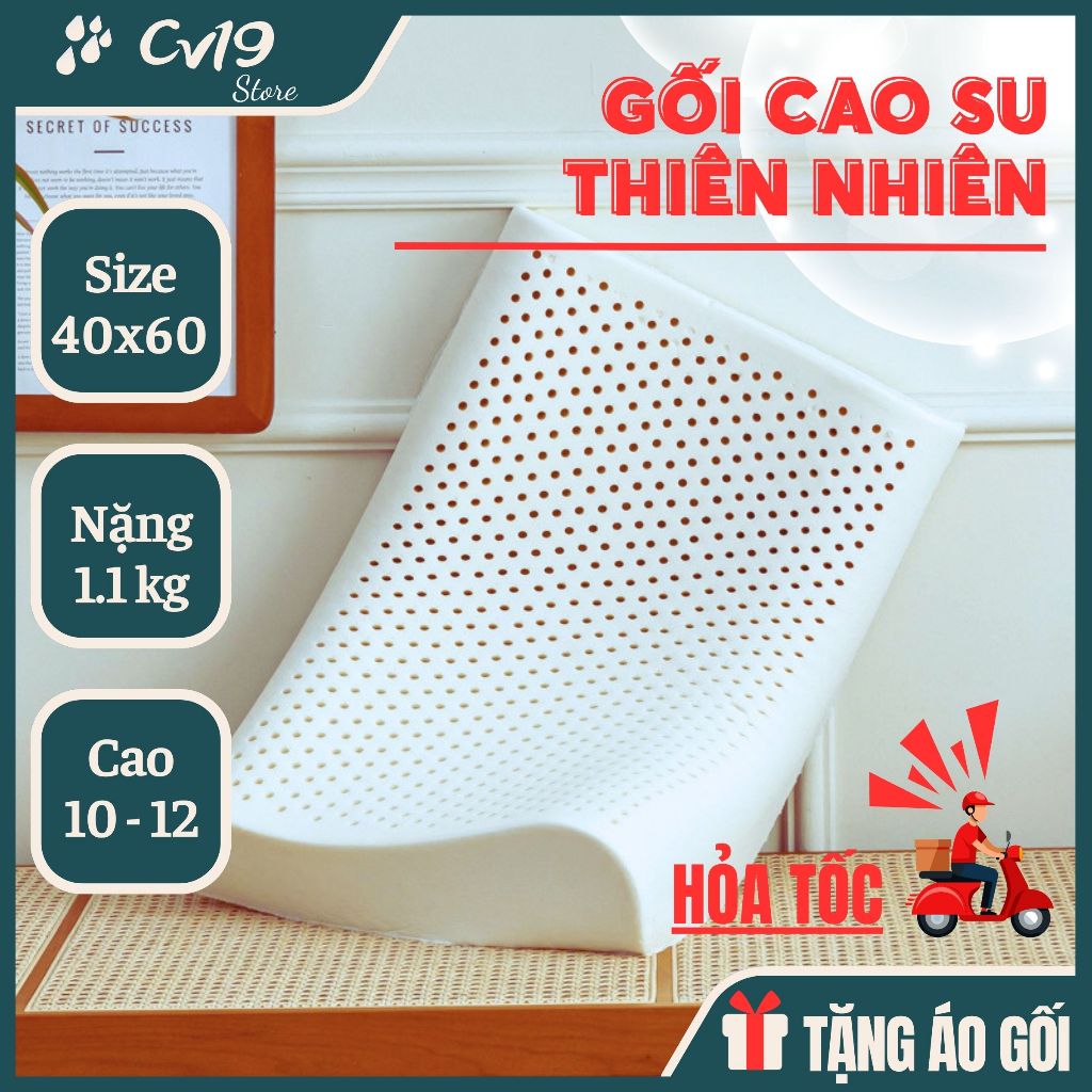 Gối cao su non thiên nhiên đúc nguyên khối, giảm đau nhức cổ, giảm ngủ ngáy, ngủ ngon sâu giấc hơn