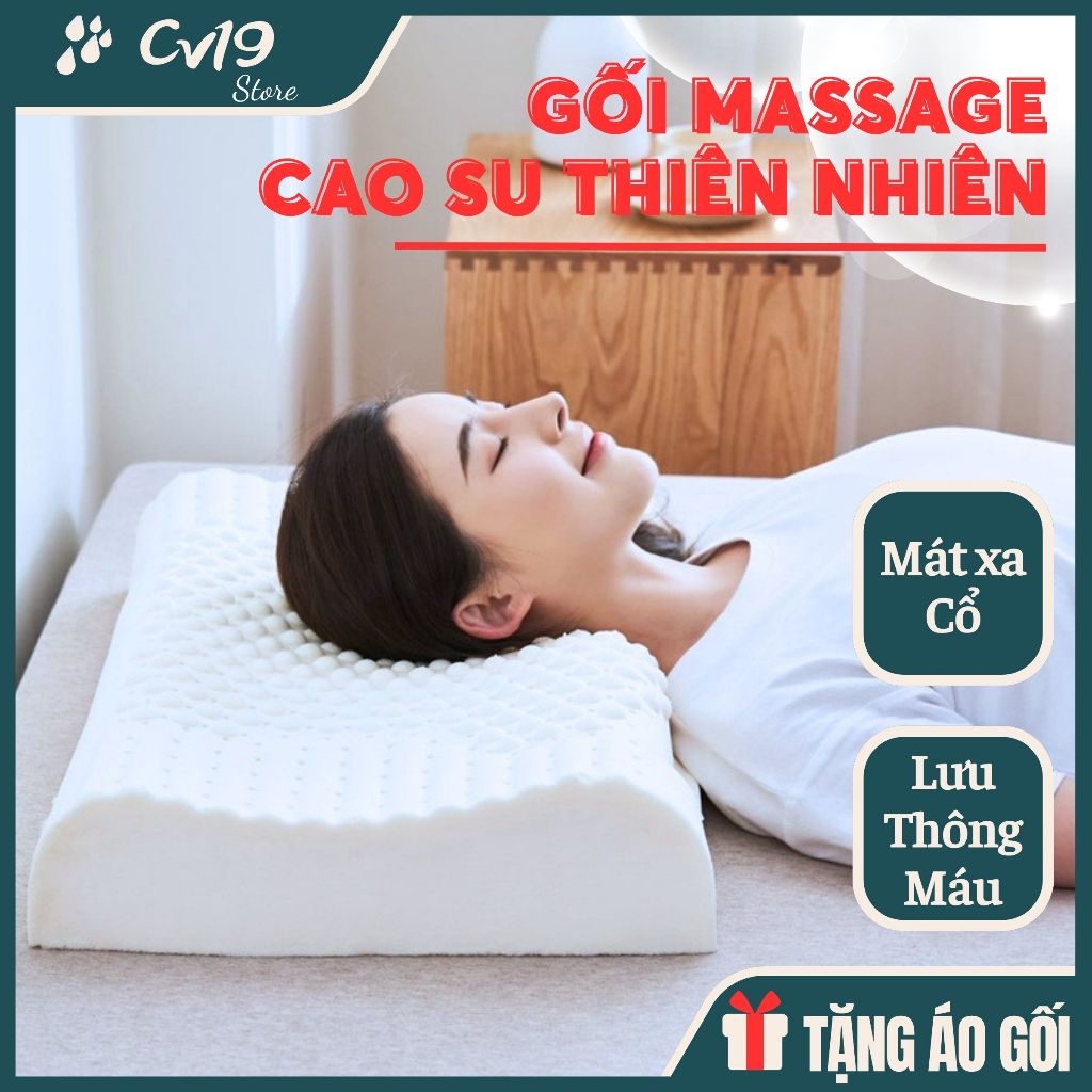 Gối cao su non thiên nhiên đúc nguyên khối, giảm đau nhức cổ, giảm ngủ ngáy, ngủ ngon sâu giấc hơn
