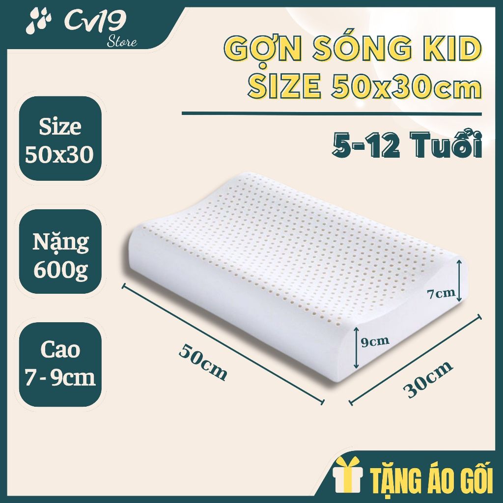 [GỐI TRẺ EM] Gối cao su non thiên nhiên cho bé, gối ngủ ngon, ngủ sâu giấc, thông thoáng, êm ái