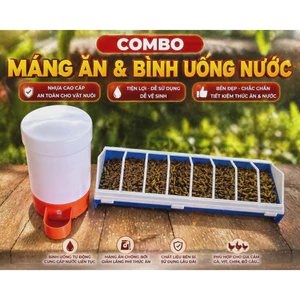 Combo Máng Ăn + Bình Nước Tự Động Gà Rutin Chất Liệu PVC Cao Cấp, Bình Nước + Máng Ăn Chống Lật Cho Gà Rutin