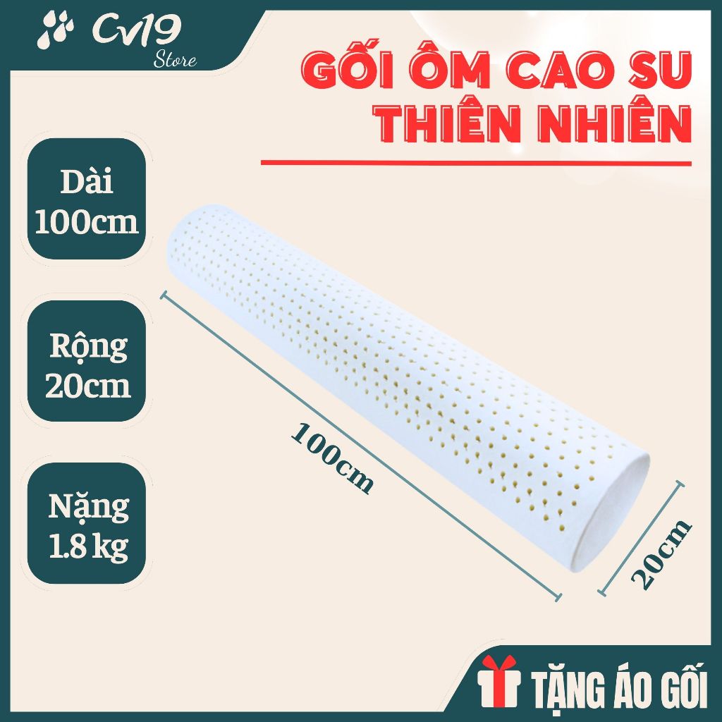 [GỐI ÔM] Cao su non thiên nhiên đúc nguyên khối, đàn hồi, êm ái, thông thoáng, kháng khuẩn