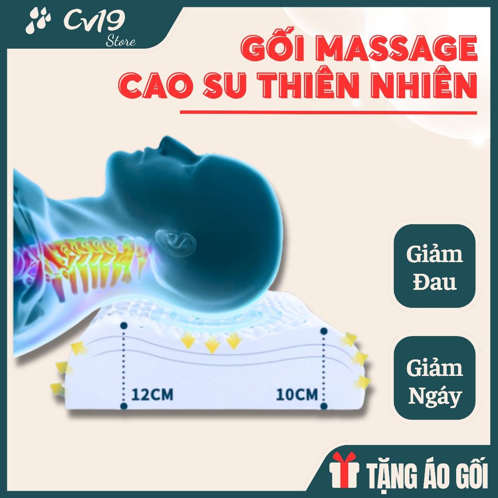 [MASSAGE] Gối cao su thiên nhiên, massage cổ giảm đau nhức cổ, ngủ ngon sâu giấc, thông thoáng