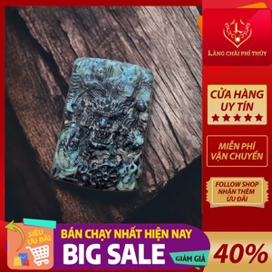 Long bài (龙牌) Phỉ Thúy Gà Đen điêu khắc thủ công - Dây chuyền đá phong thủy