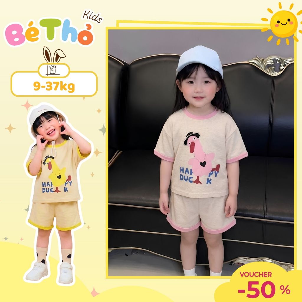 Bộ quần áo bé gái Vịt Duck sz 9- 38 kg mùa hè, bộ chất cotton mềm mát thấm hút mồ hôi
