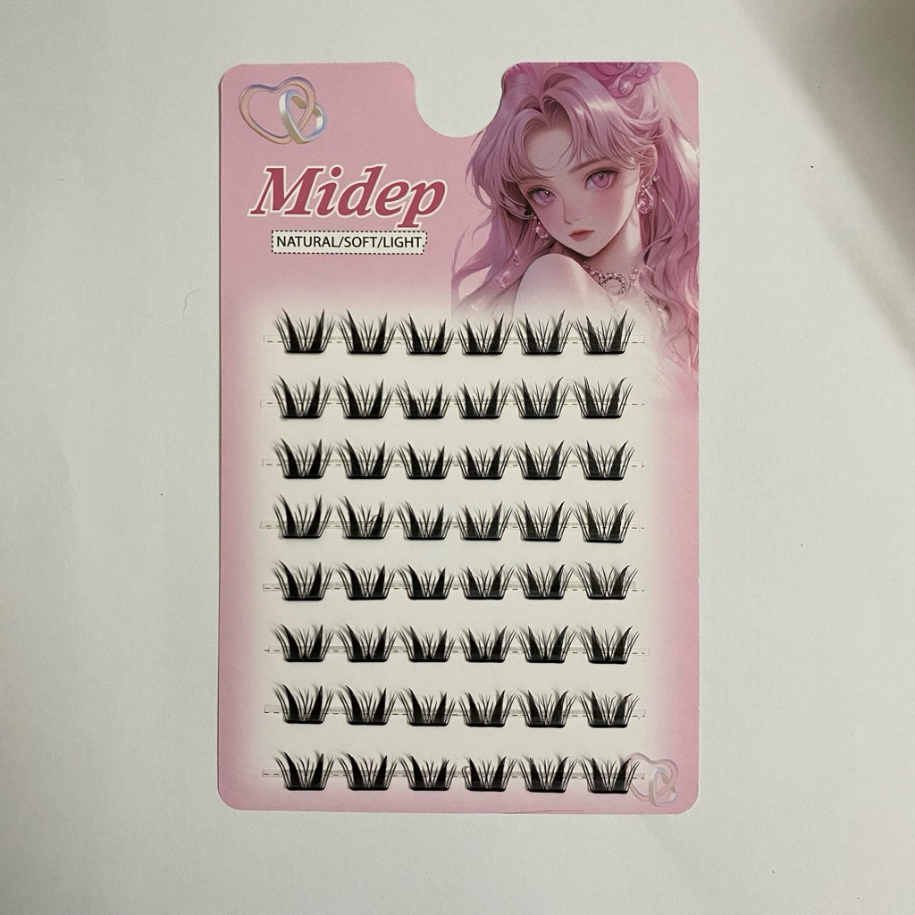 Mi giả không keo hàng mi cụm tự nhiên tặng set keo nhíp mi không keo