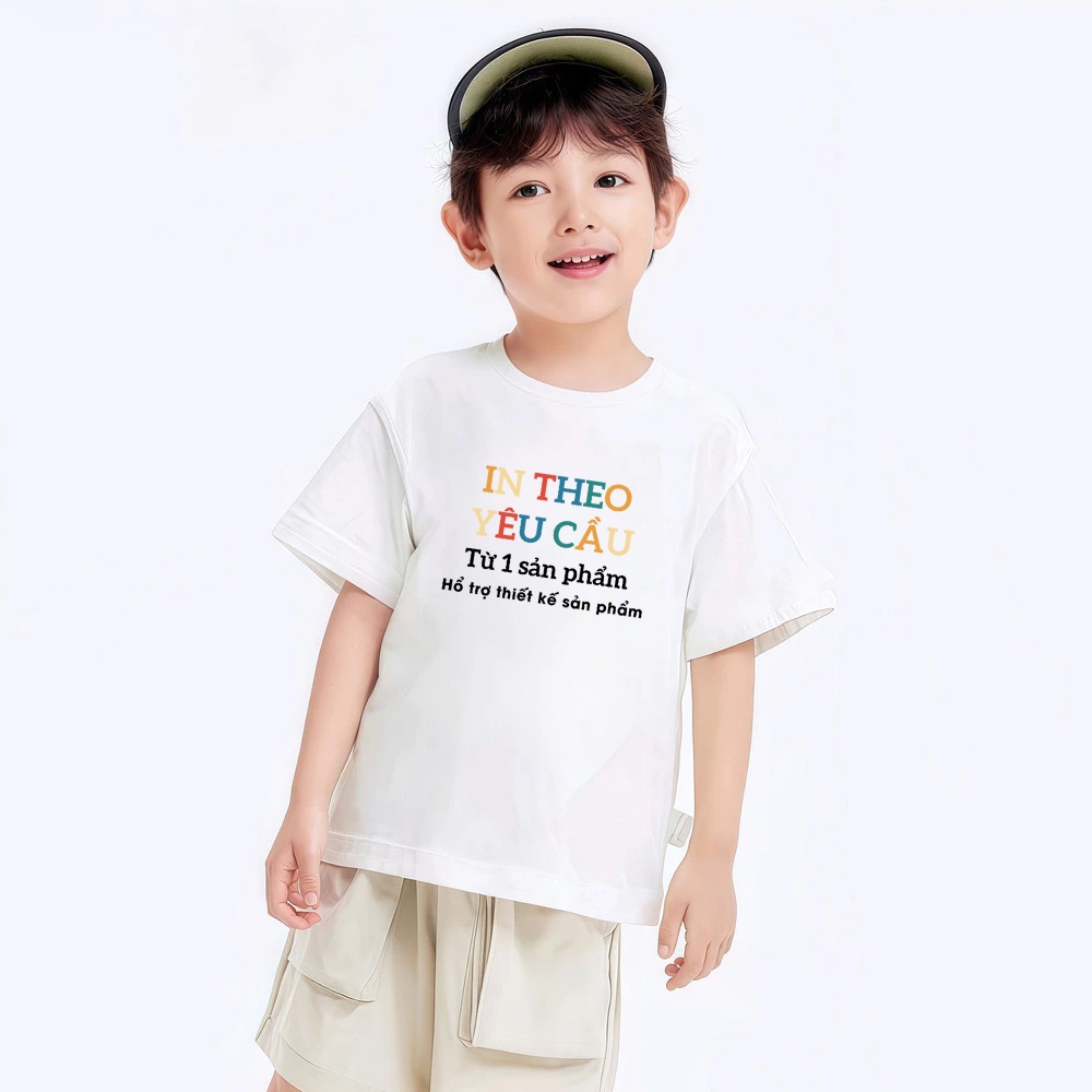 In Áo Em Bé Theo Yêu Cầu, In Ảnh Gia Đình, In Logo, In Chữ Form Oversize Cotton 230gsm Co Giản 4 Chiều