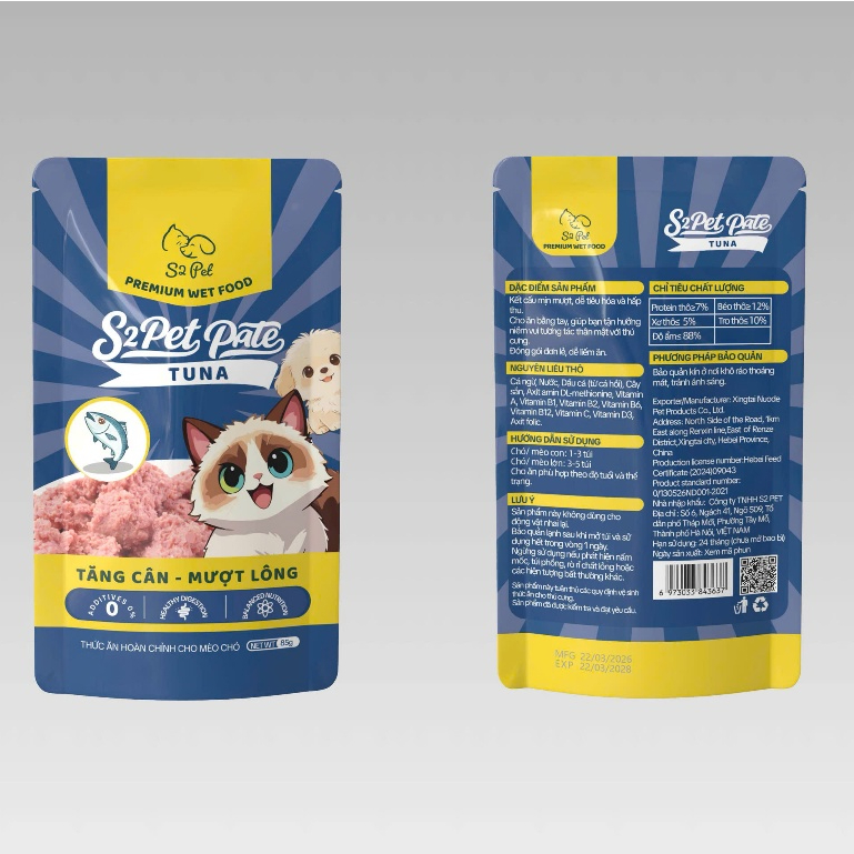 [Combo 24] Pate S2Pet 85g Dạng Gói Cho Chó Mèo Dạng Sốt Mềm Bổ Sung Nước Dễ Tiêu Hóa Nhiều Vị