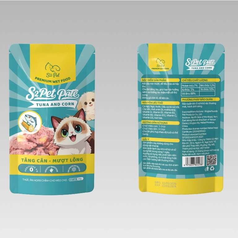 [Combo 24] Pate S2Pet 85g Dạng Gói Cho Chó Mèo Dạng Sốt Mềm Bổ Sung Nước Dễ Tiêu Hóa Nhiều Vị