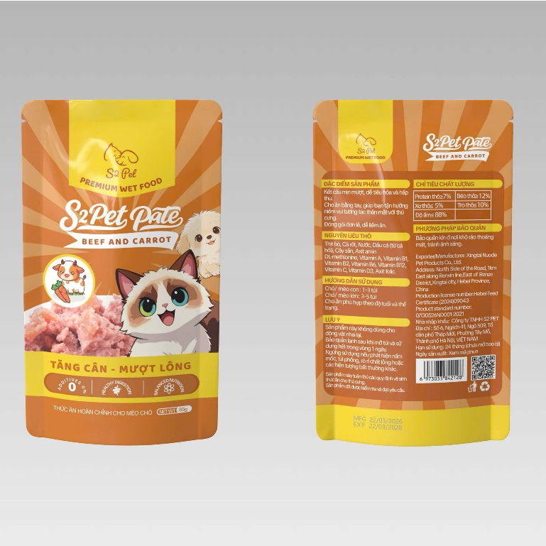 [Combo 24] Pate S2Pet 85g Dạng Gói Cho Chó Mèo Dạng Sốt Mềm Bổ Sung Nước Dễ Tiêu Hóa Nhiều Vị